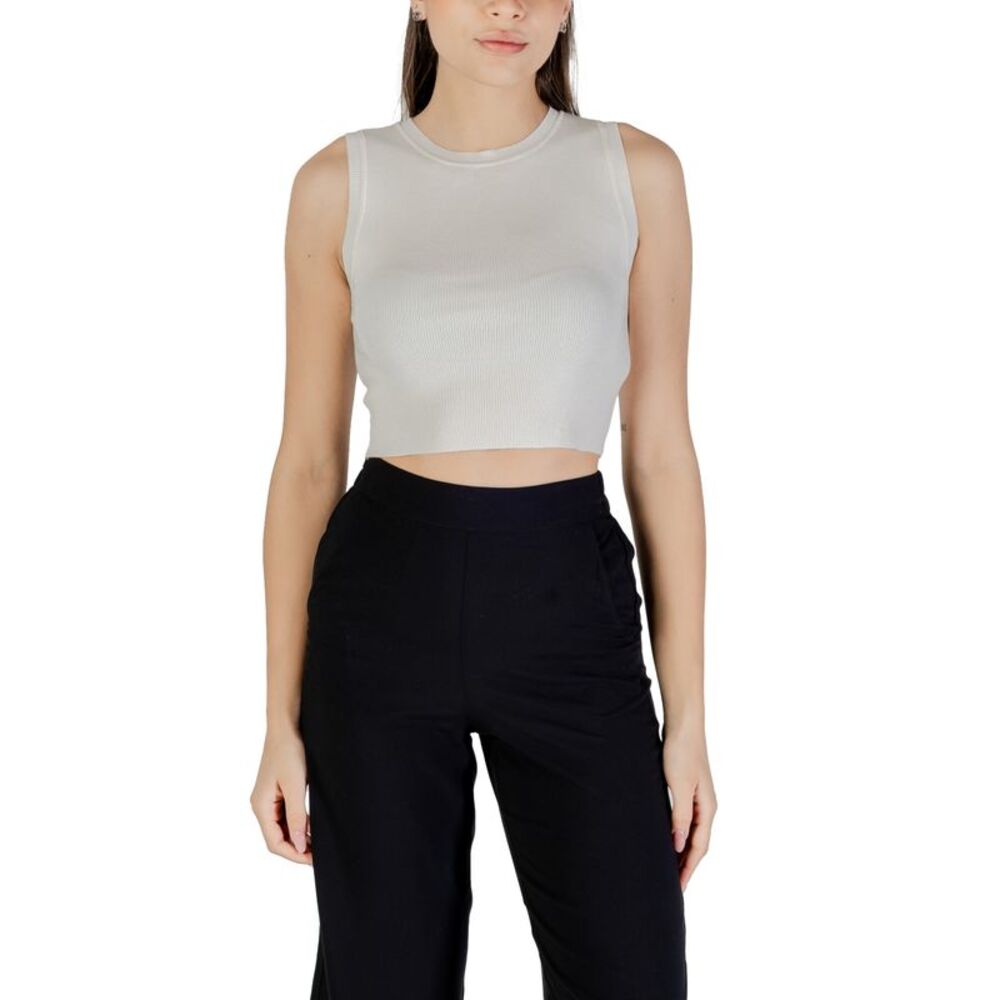 Jacqueline De Yong Ribbed Knit Sleeveless Crop Top Women white Tops